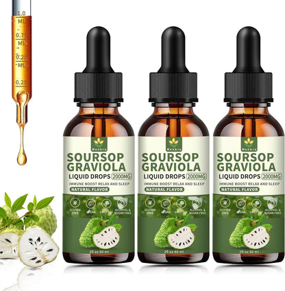 Menkru Organic Soursop Bitters Liquid Multivitamin Drops – Pure Graviola Extract with Vitamin C, Immune & Skin Support, Sugar and Gluten-free, 59 ml