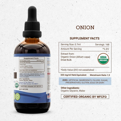 Secrets of the Tribe Onion USDA Organic | Alcohol-Free Extract, High-Potency Herbal Drops (118 ml)