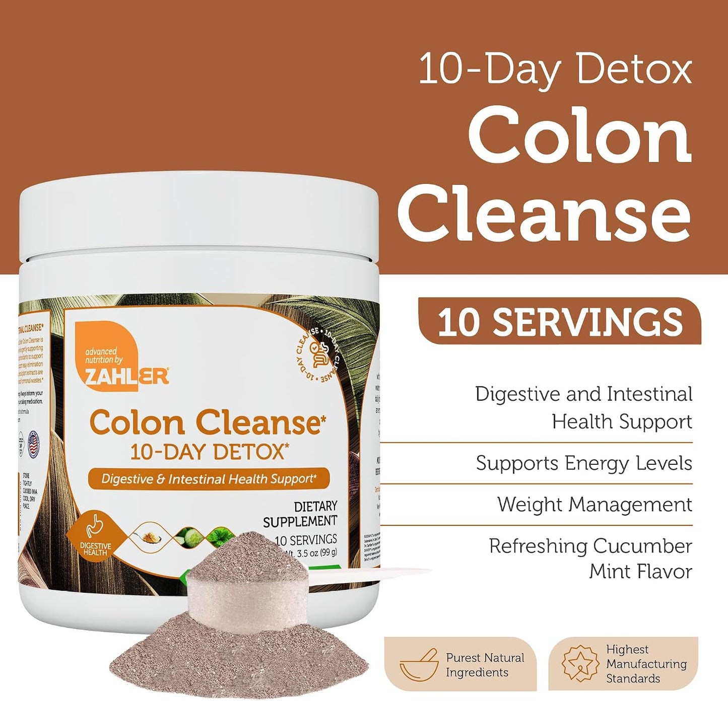 Zahler Colon Cleanse 10-Day Detox Cleanse – Cucumber Mint Flavour – Herbal Digestive Wellness – 3.5 oz Jar - görsel 2