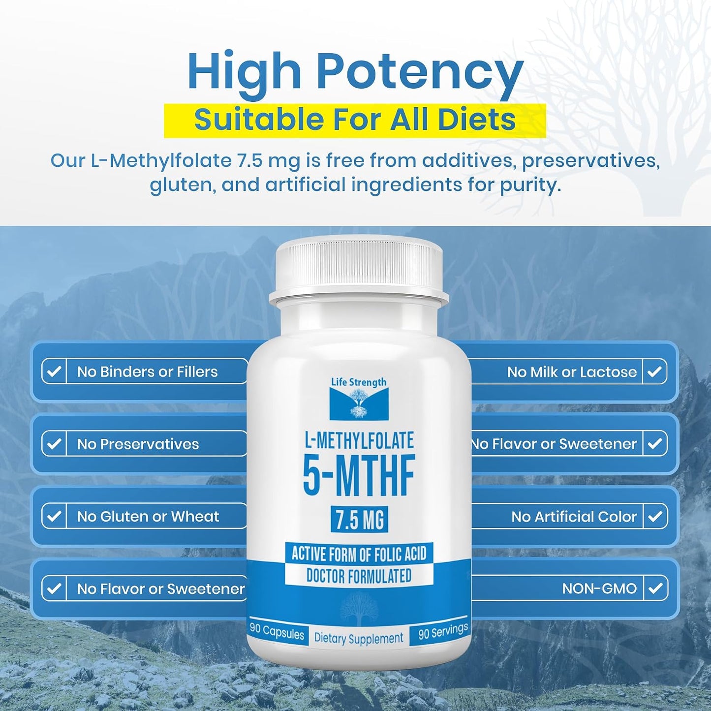 LifeStrength L-Methylfolate 7.5mg – 90 Capsules, Optimised & Highly Bioactive Methyl Folate Supplement - görsel 6