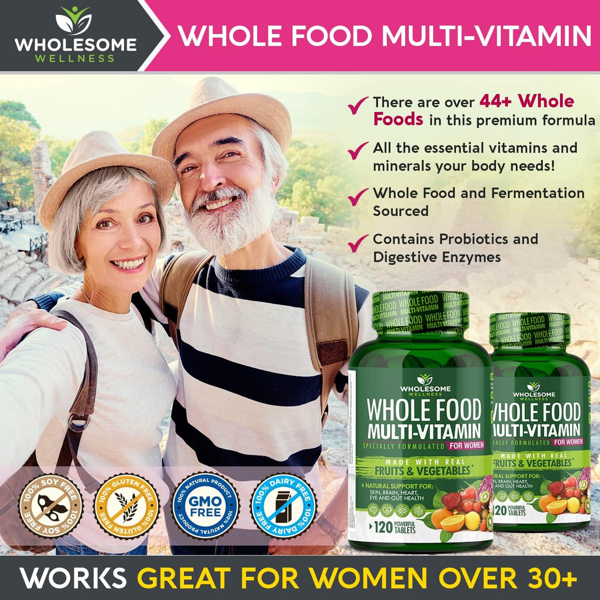 Wholesome Wellness Whole Food Multivitamin for Women, 120 Tablets - görsel 5