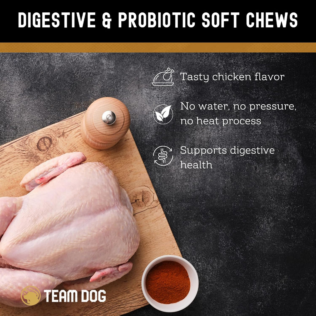 TEAM DOG Probiotic Chews for Dogs | Digestive Enzymes & Probiotics for Gut Health, Skin Support, and Sensitive Stomachs | 120 Chews - görsel 2