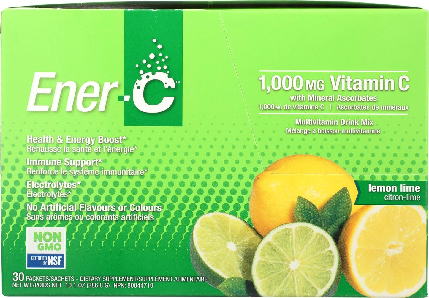 Ener-C Lemon Lime Flavour 1000mg Vitamin C Electrolyte Drink Mix, Non GMO, Gluten-free, 30 Sachets - görsel 1