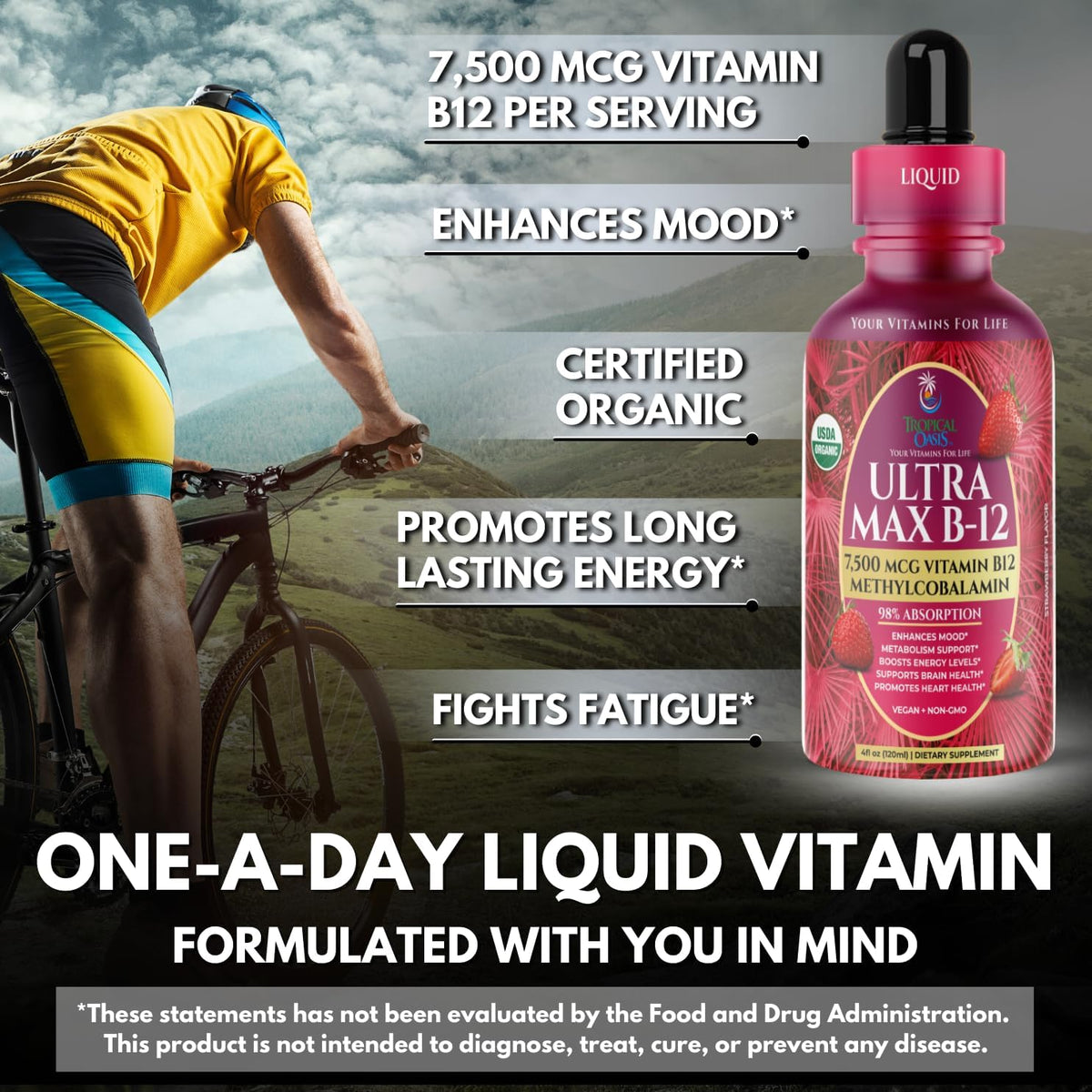 Ultra Max B12 - 5000mcg Sublingual Vitamin B12 Liquid Drops - Methylcobalamin - Vegan, Non-GMO, Strawberry Flavour - 118 ml - görsel 4