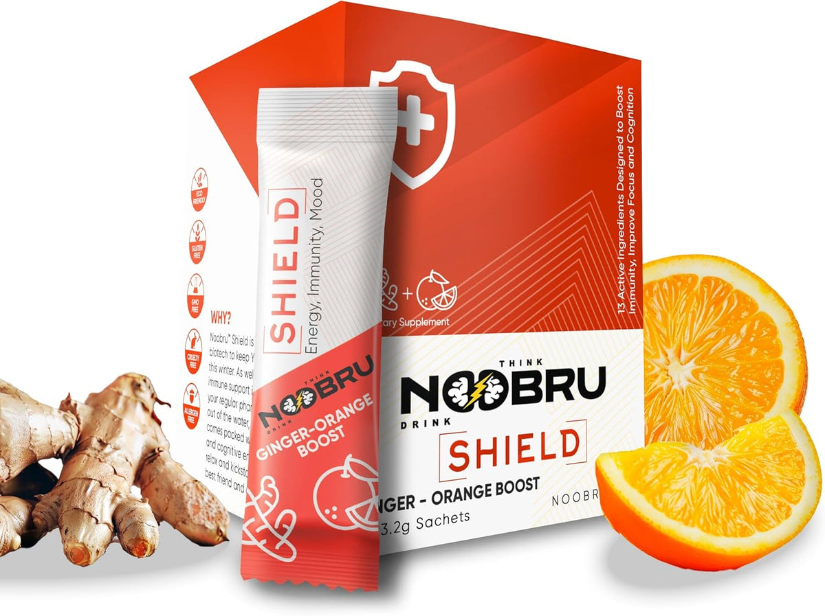 Noobru Shield – Immune System Support & Nootropic Supplement with Vitamin C, Ginger, Alpha GPC, L-Theanine - görsel 1