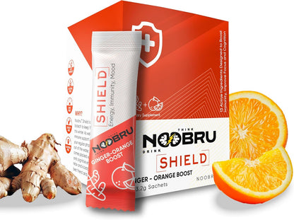 Noobru Shield – Immune System Support & Nootropic Supplement with Vitamin C, Ginger, Alpha GPC, L-Theanine