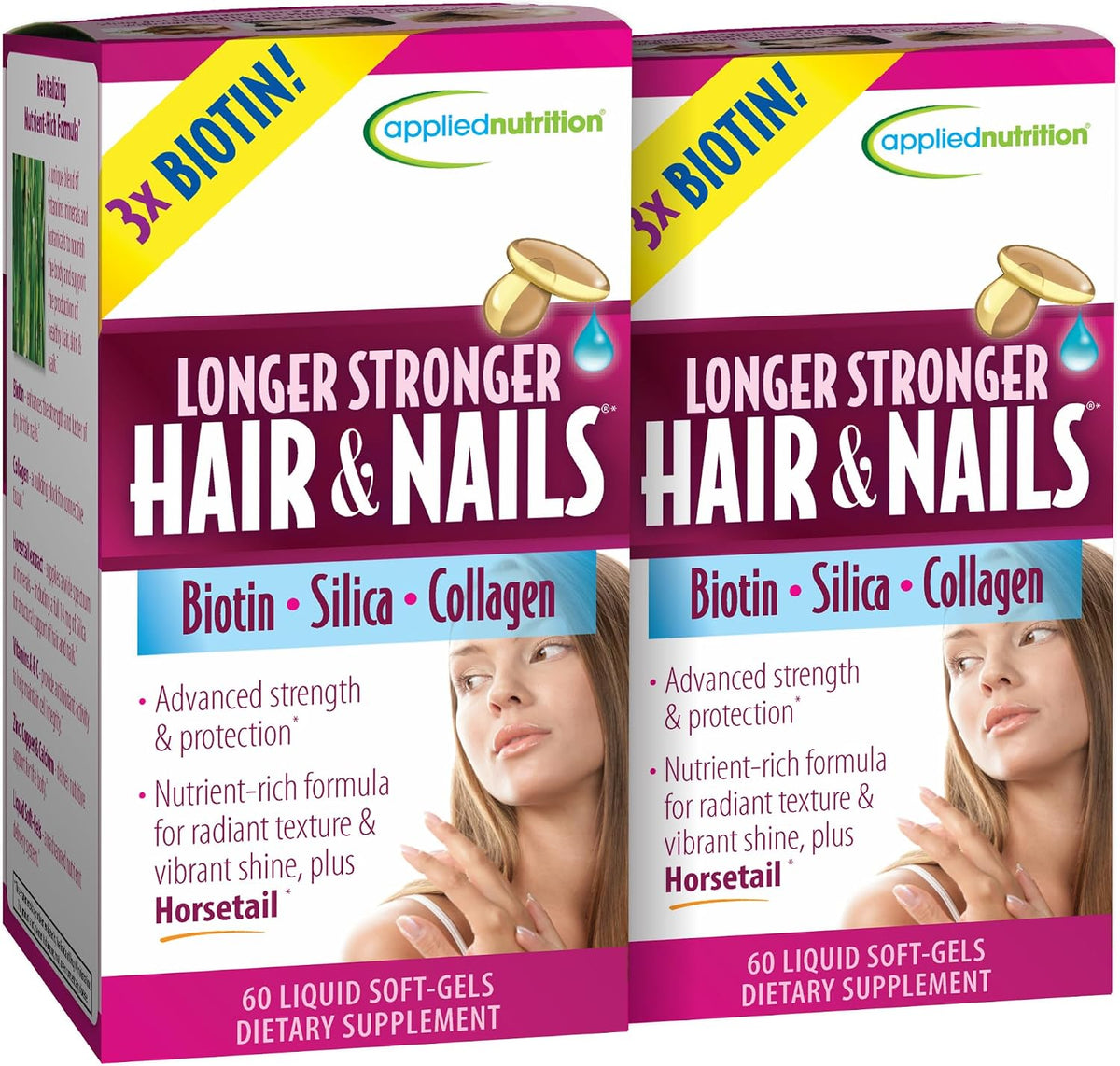 Applied Nutrition Longer Stronger Hair & Nails - Biotin, Silica & Collagen Liquid Soft-Gels - 180 Servings - görsel 10