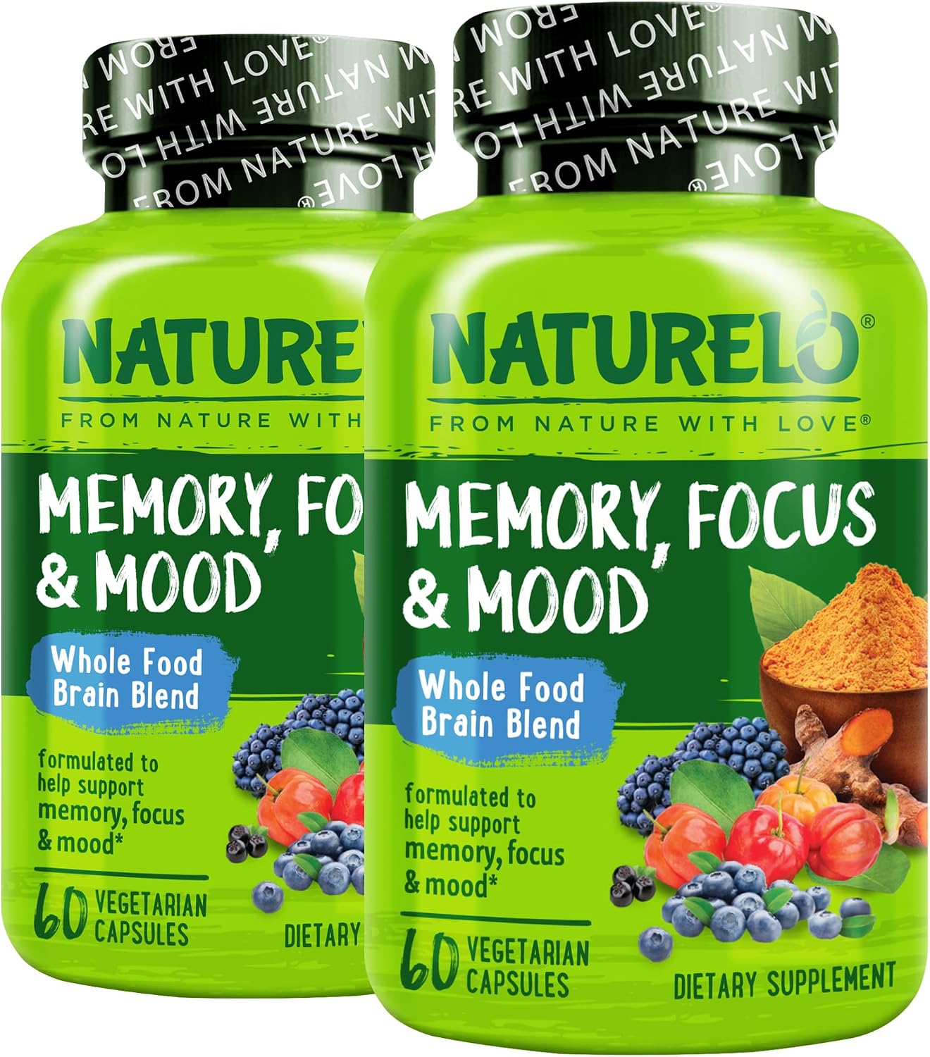 NATURELO Whole Food Brain Supplement for Memory and Concentration Support (Pack of 2) - görsel 1