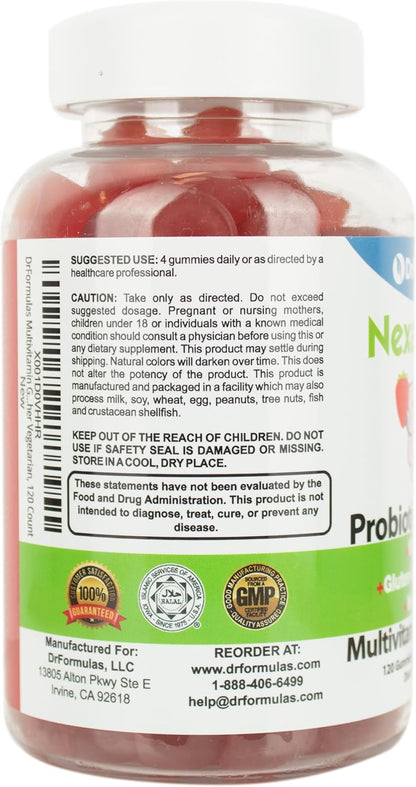 DrFormulas Nexabiotic Multivitamin Gummies with Omega 3 and Probiotics for Kids and Adults – 120 Gummies