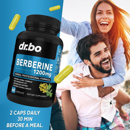 Berberine HCL 1200mg Capsules | Metabolic Support Supplement | DR. BO - 60 Vegan Capsules