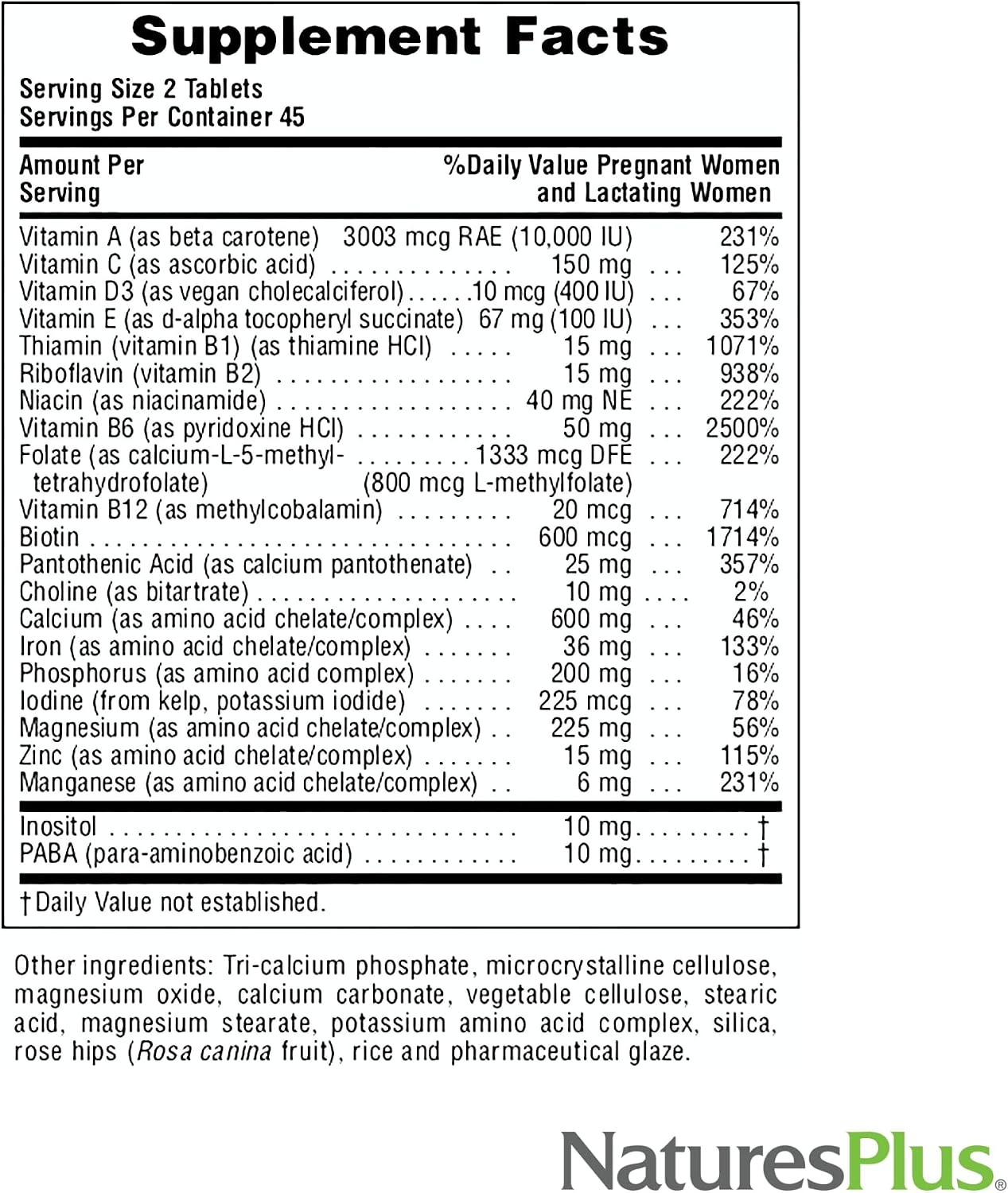 NaturesPlus Ultra Prenatal Multivitamin – 90 Vegetarian Tablets - görsel 5