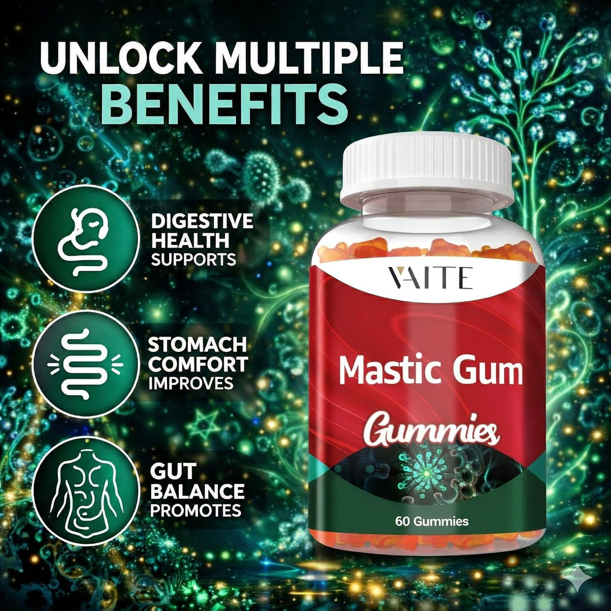 Mastic Gum Gummies 1000mg – Digestive Support Supplement, Vegan & Gluten-free - görsel 2