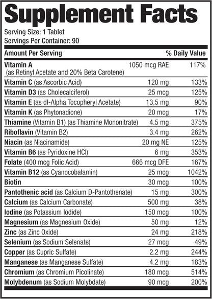Bronson ONE Daily Women's 50+ Complete Multivitamin Multimineral, 90 Tablets