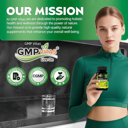 Organic Moringa Capsules 1000mg - Pure Moringa Leaf Food Supplement for Energy, Immune and Skin Support
