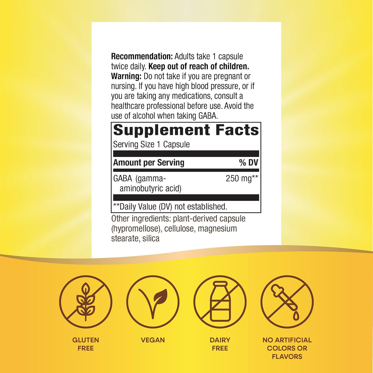 Nature's Way GABA, 250 mg, 60 Vegan Capsules - Brain Health Support - görsel 5