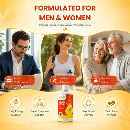 ENP Super B Complex Liquid - B12, B6, Thiamine & Biotin - Energy, Metabolism & Nervous System Support - Liquid B Vitamins for Daily Wellness - 32 Servings