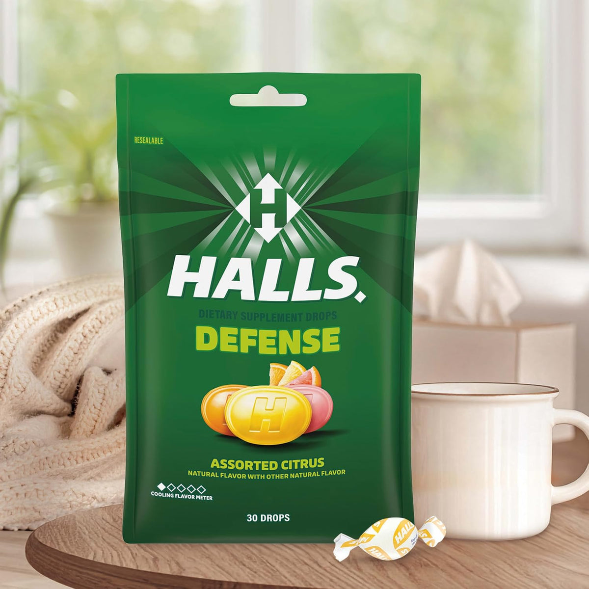HALLS Defence Assorted Citrus Vitamin C Dietary Supplement Drops, 30 pack - görsel 6