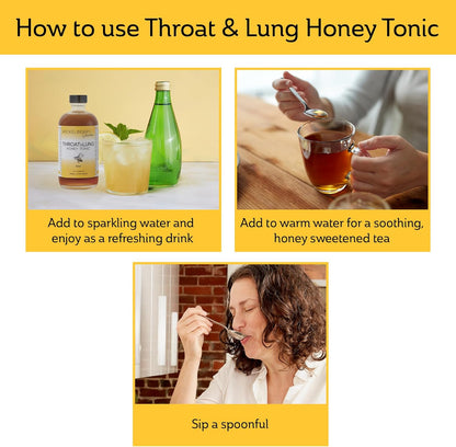 Mickelberry Gardens Throat & Lung Honey Tonic – Sore Throat Relief, Immune Support & Cough Calming for Adults & Children (118 ml per bottle, Pack of 2)