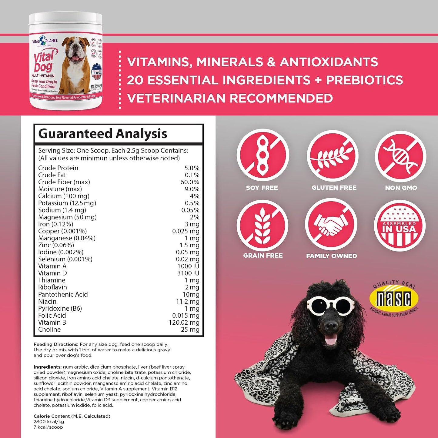 Vital Dog Multivitamin Powder – Beef Flavoured, 30 Servings - görsel 2