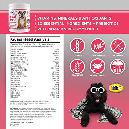Vital Dog Multivitamin Powder – Beef Flavoured, 30 Servings