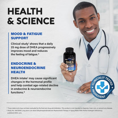 DHEA 25mg – Micronised DHEA Supplement for Hormone Balance & Energy Support – 120 Capsules