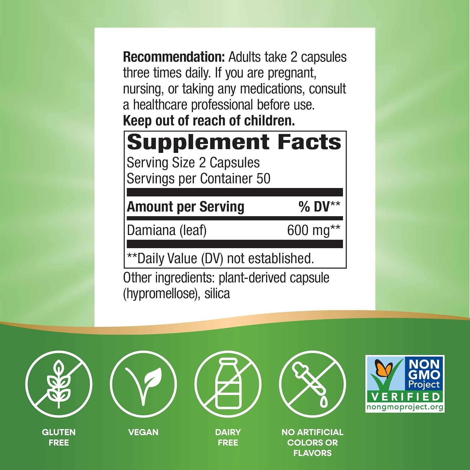 Nature's Way Damiana Leaves, 100 Capsules - görsel 5