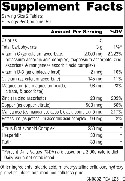 Source Naturals Ultimate Ascorbate C – 2000 mg Vitamin C – 100 Tablets