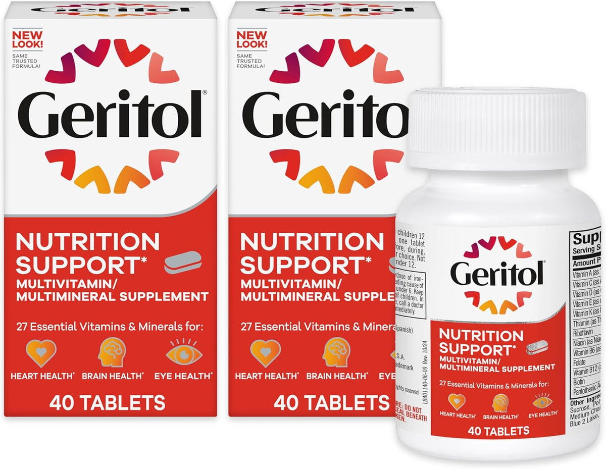 Geritol Multivitamin Supplement – 27 Essential Vitamins & Minerals with Iron, 40 Tablets (Pack of 2) - görsel 1