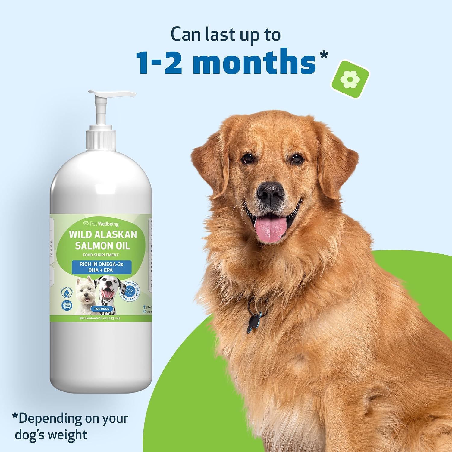Pet Wellbeing Wild Alaskan Salmon Oil for Dogs - Omega 3 Fish Oil with EPA & DHA, Skin, Coat, Joint & Heart Health - NASC Certified & Vet Formulated - 16 oz Pump Bottle - görsel 8