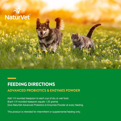 NaturVet – Advanced Probiotics & Enzymes - Plus Vet Strength PB6 Probiotic | Supports and Balances Pets with Sensitive Stomachs & Digestive Issues | for Dogs & Cats (454 g)