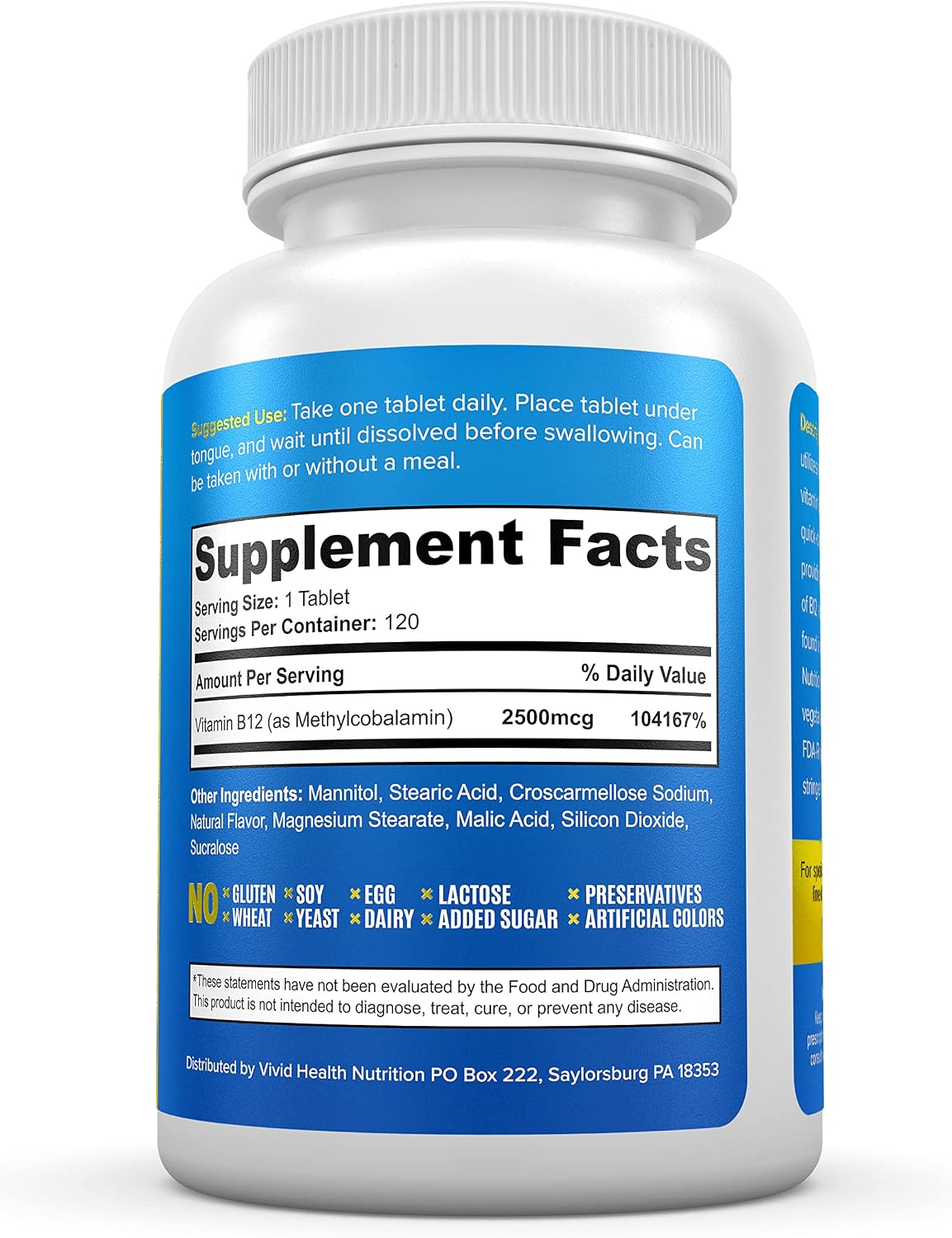 Energy-Boosting Vitamin B12 Sublingual Tablets | Quick Dissolve Vegan B12 with Methylcobalamin, 120 Fruit Punch Tablets - görsel 3