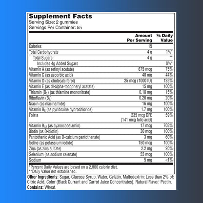 One A Day Men's 50+ Gummies, Advanced Multivitamin for Men with Brain Support and Immune Support, Vitamins for Men with Super 8 B Vitamin Complex, 110 Count