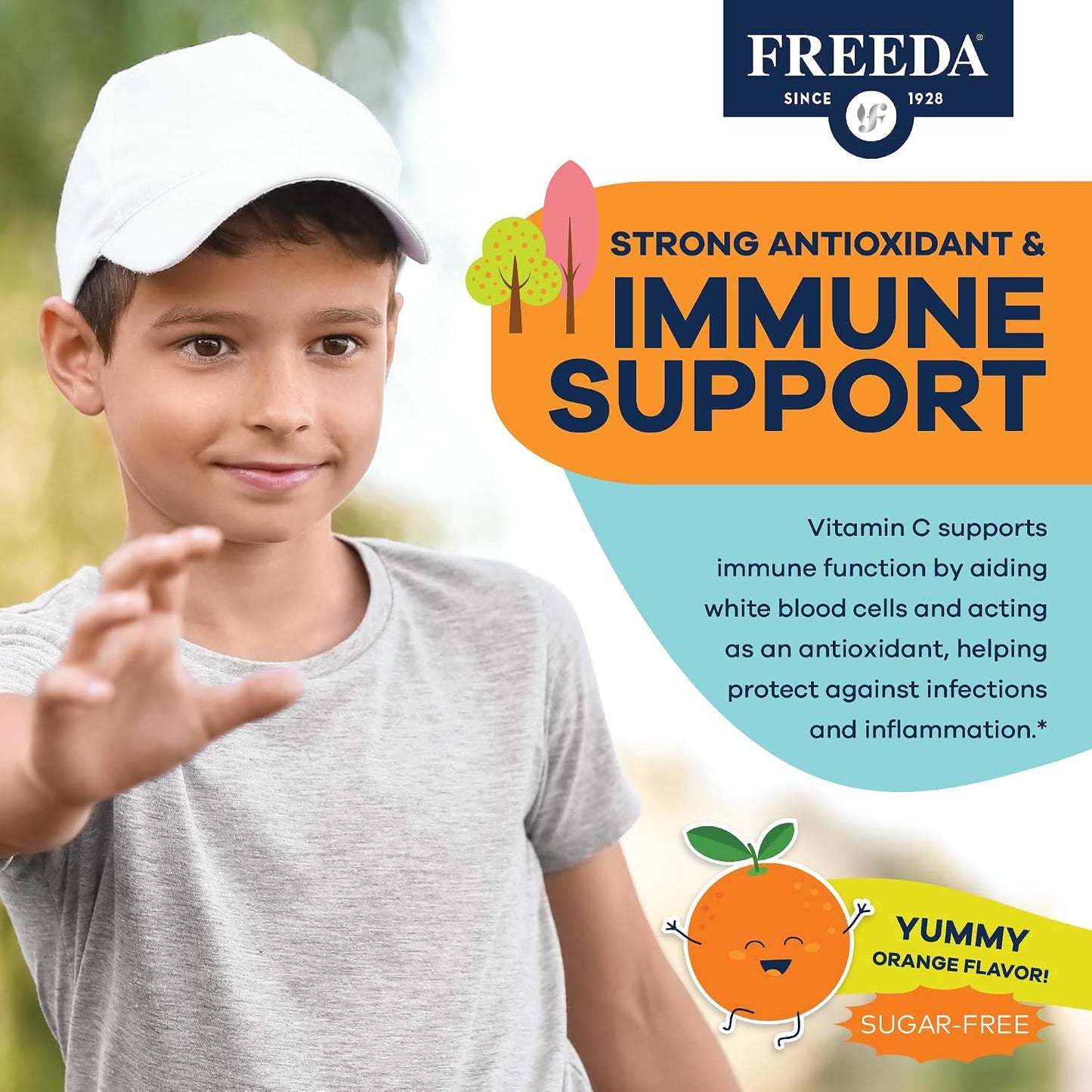 FREEDA Vitamin C Kids Gummies - Sugar Free Immune Support, Orange Flavour, 60 Count - görsel 4