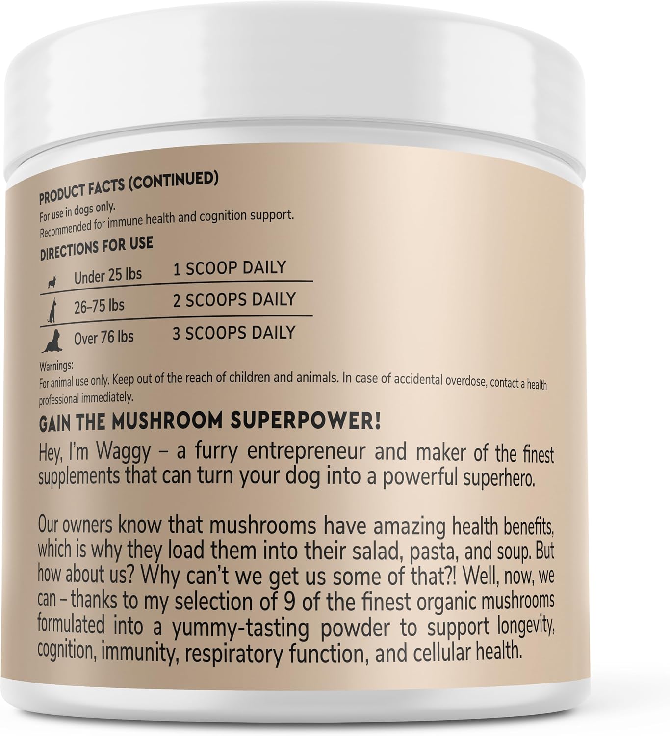Wonder Paws Immune Support Mushroom Powder for Dogs – Organic Mushroom Complex with Turkey Tail, Reishi & Lion’s Mane (90 Scoops) - görsel 3