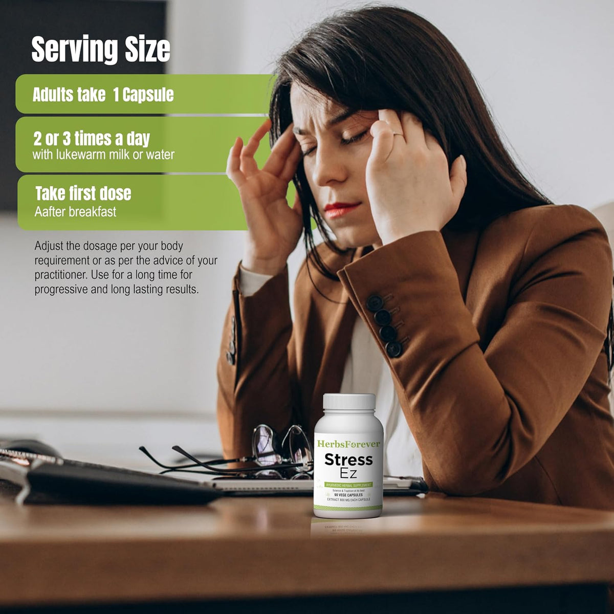 Herbsforever Stress Ez Capsules - Stress Relief & Mind Focus, 90 Capsules - görsel 4