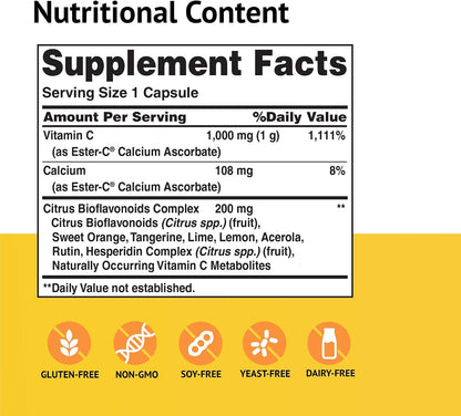 American Health Ester-C 1000 mg with Bioflavonoids Capsules, 105 Capsules
