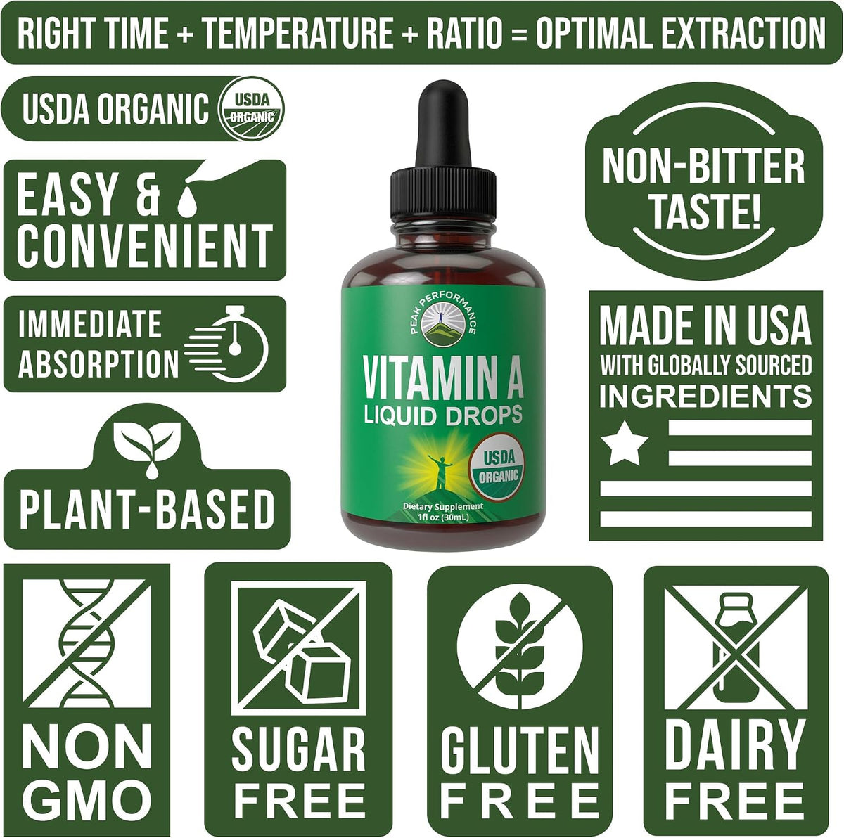 USDA Organic Vitamin A Liquid Drops - Vegan High Bioavailability Retinyl Palmitate for Eye, Skin and Immune Health - görsel 7