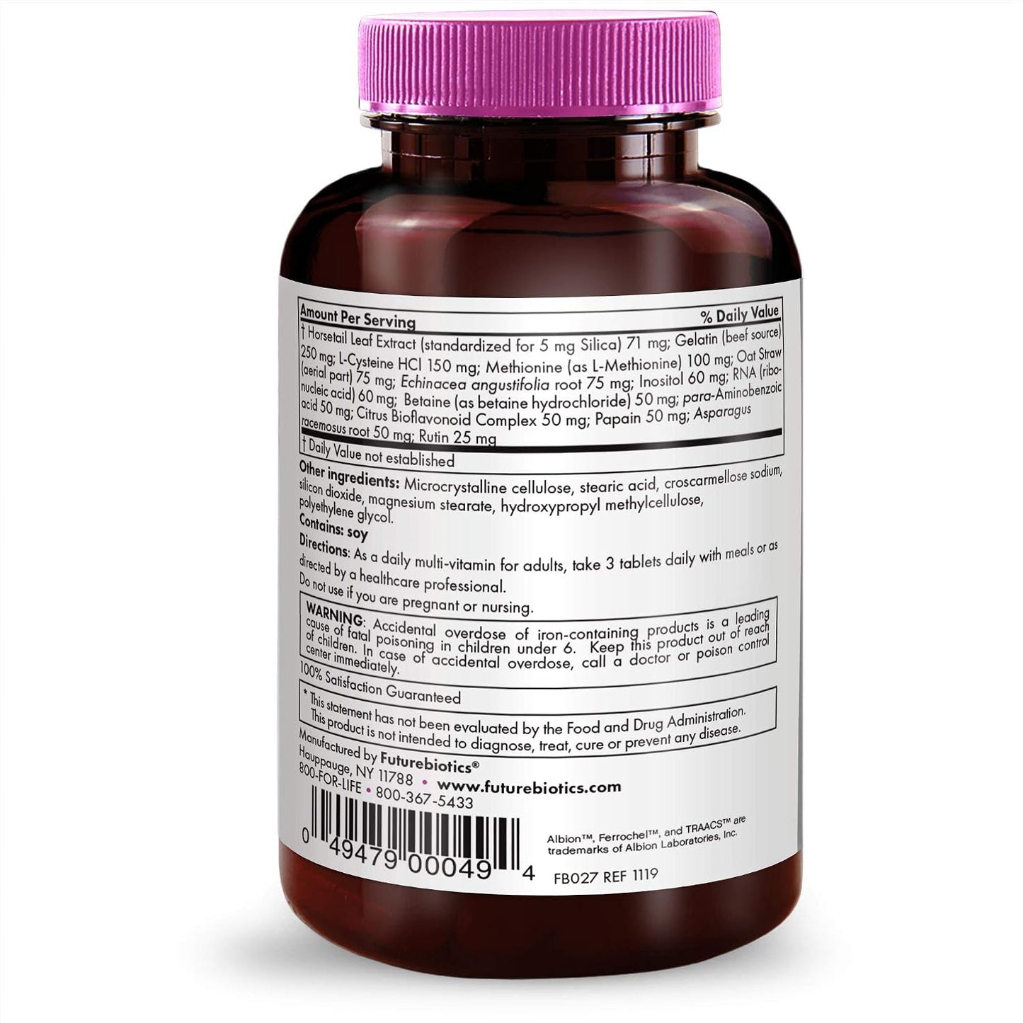 Futurebiotics Hair, Skin & Nails Beauty Multivitamin - USDA Certified Organic - 135 Tablets - görsel 7