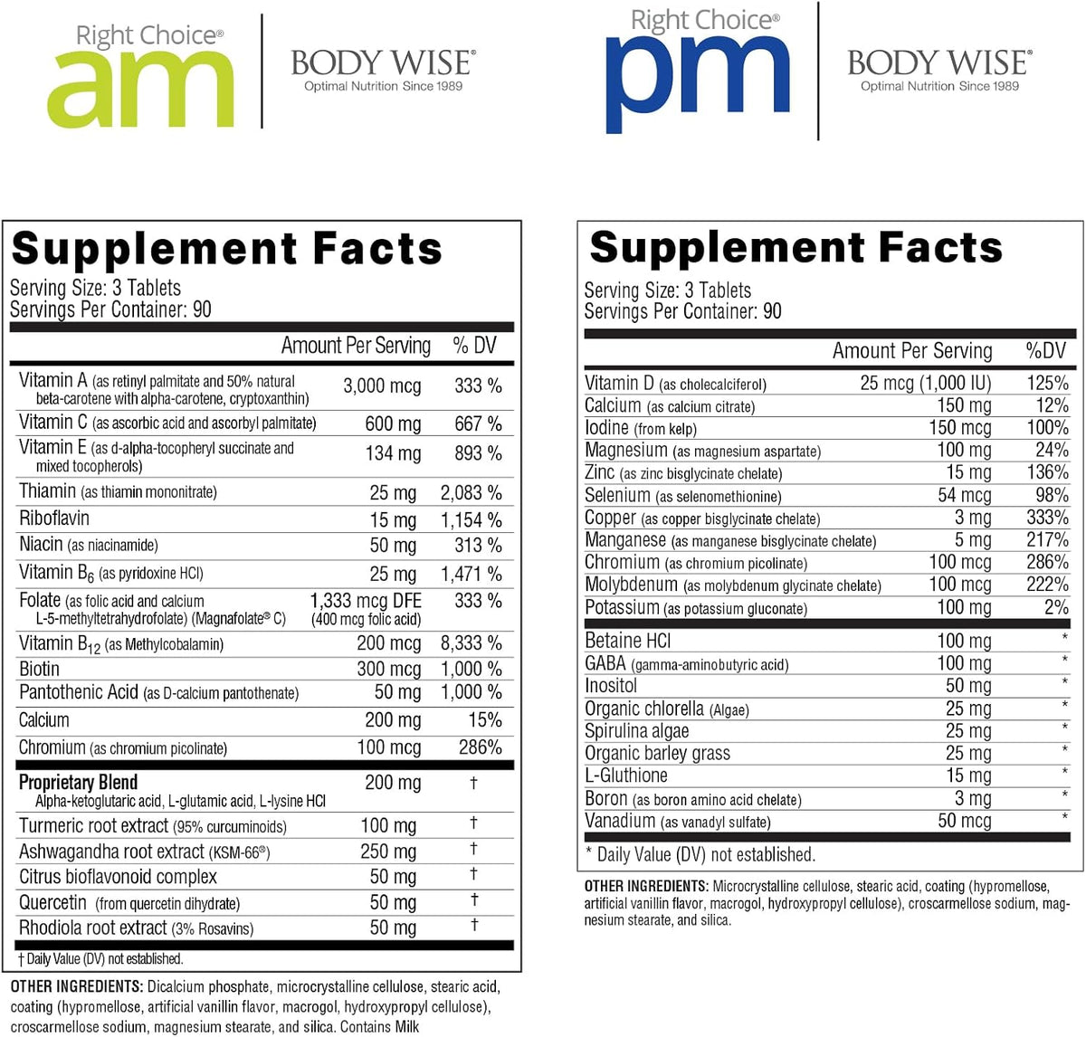 Body Wise Multivitamin/Mineral Daily Nutrition Supplement – Right Choice AM & PM – 540 Tablets (90-Day Supply) - görsel 2