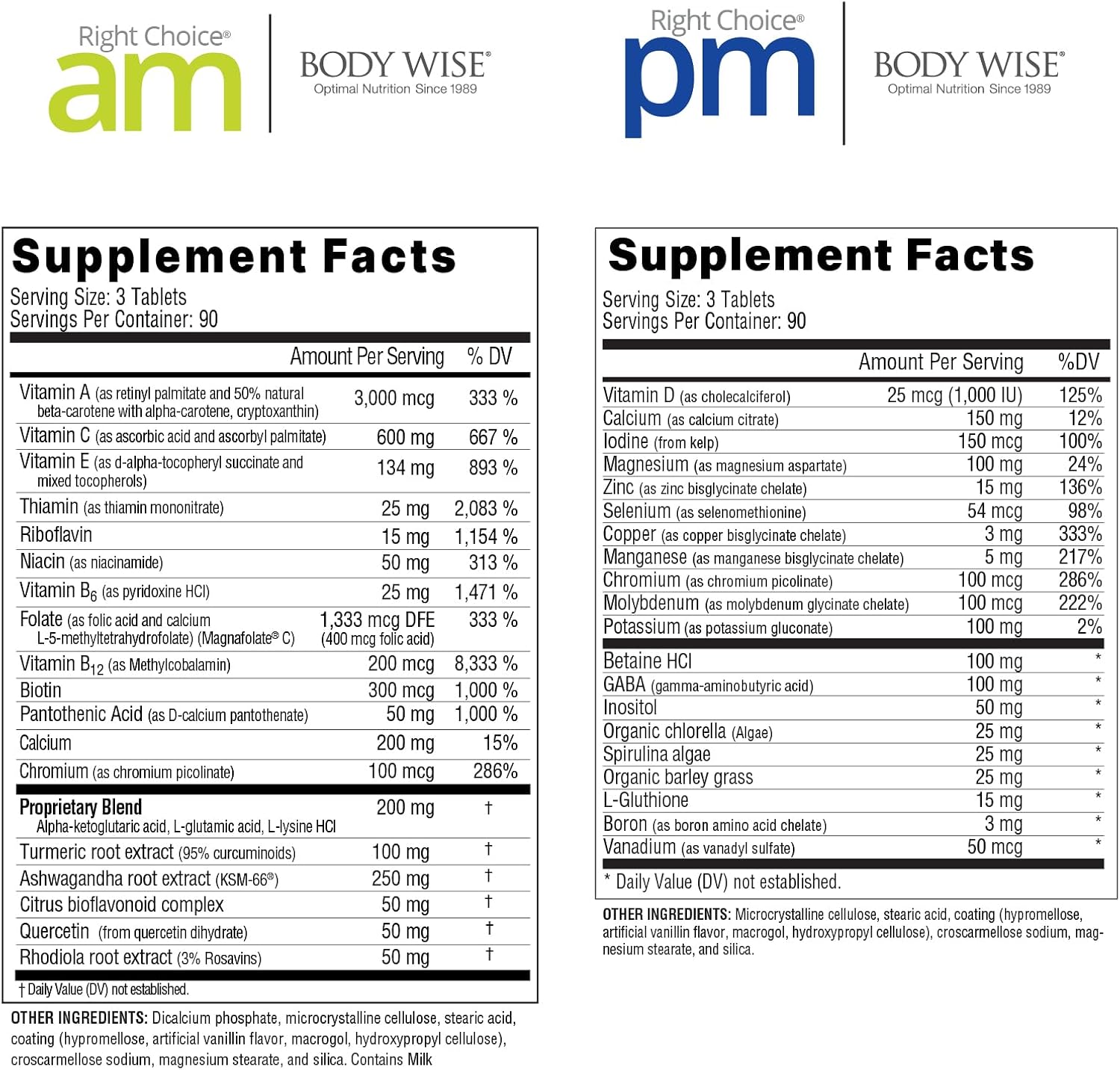 Body Wise Multivitamin/Mineral Daily Nutrition Supplement – Right Choice AM & PM – 540 Tablets (90-Day Supply) - görsel 2
