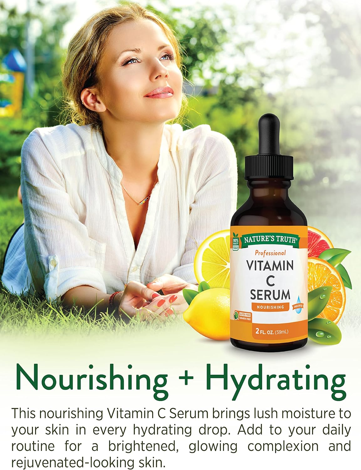 Nature's Truth Vitamin C Serum, 60 ml – Nourishing Facial Oil for Face & Skin, Unscented - görsel 4