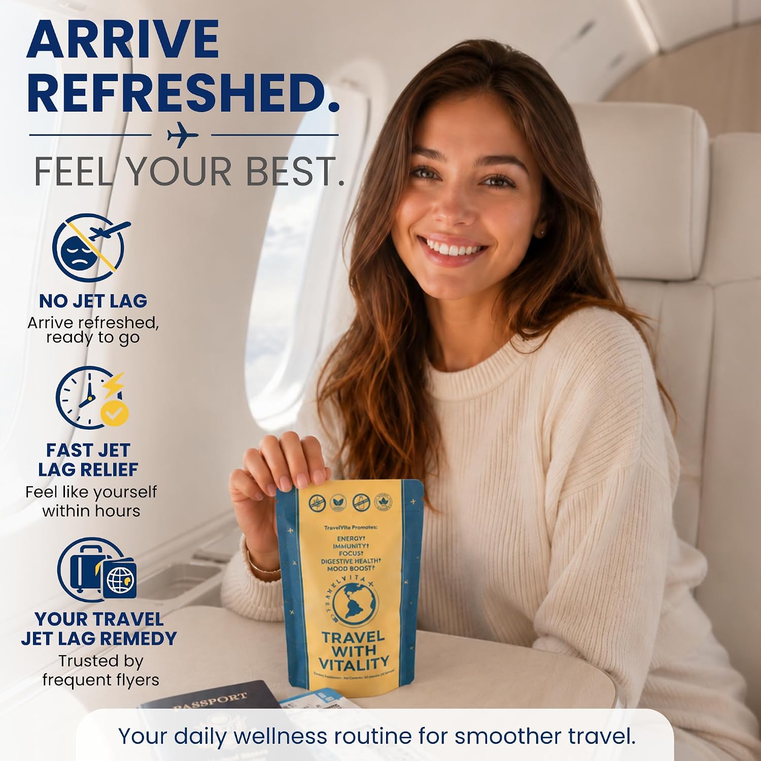 TravelVita Natural Travel Pills - Travel Supplement for Jet Lag, Digestion, Immunity & Energy (30-Day Supply) - görsel 4