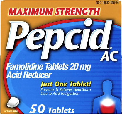 Pepcid Max Strength Tablets 20 mg, 50 Pack