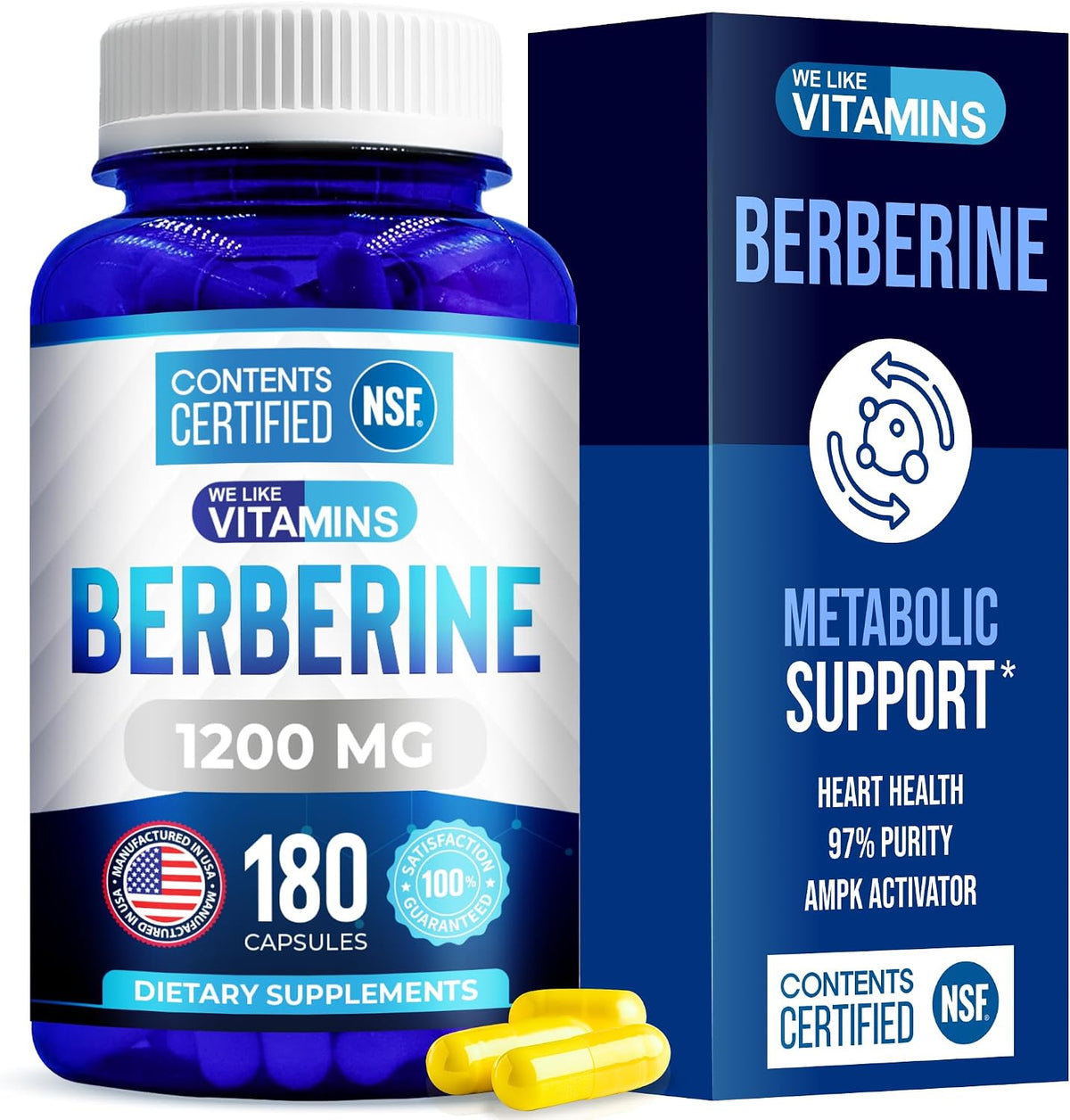 NSF Certified Berberine HCL Supplement, 1200 mg per Serving, 180 Vegetarian Capsules - görsel 1