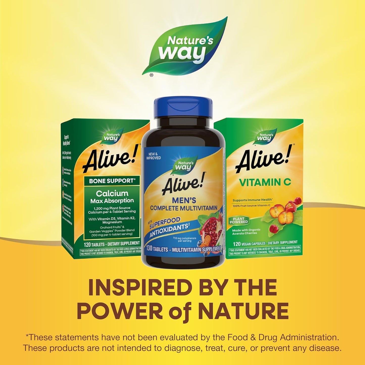 Nature's Way Alive! Men's Complete Daily Multivitamin, Supports Energy Metabolism & Muscle Function, with B Vitamins, Gluten-free, 130 Tablets - görsel 7