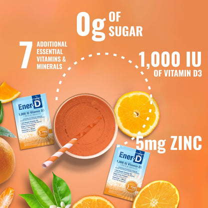 Ener-D Sugar Free Multivitamin Drink Mix, Orange, 24 Packets