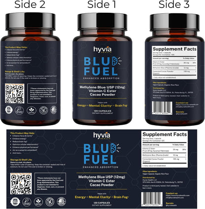 Methylene Blue Capsules - USP Pharmaceutical Grade with Vitamin C - 120 Capsules