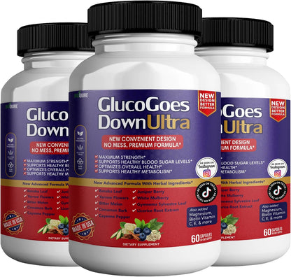 GlucoGoes Down Ultra Dietary Supplement, 120 Capsules, Pack of 2