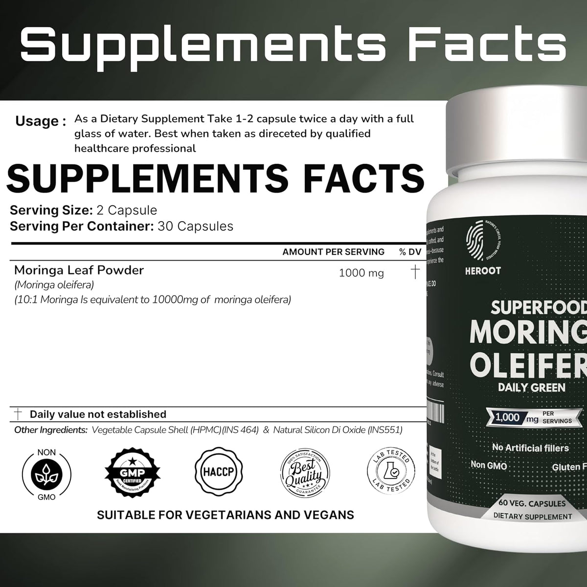 Heroot Organic Moringa Capsules – 60 Capsules - görsel 6