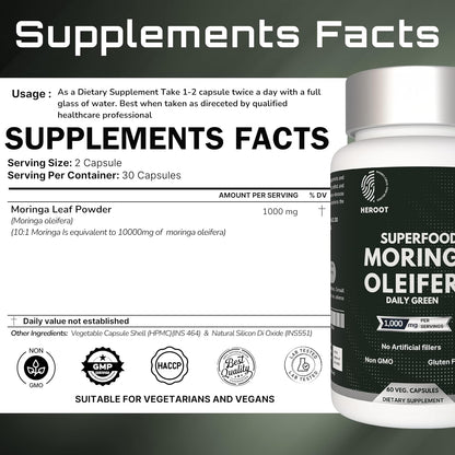 Heroot Organic Moringa Capsules – 60 Capsules